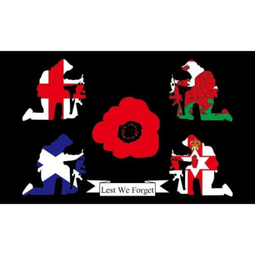 8ft 5ft 3ft Lest We Forget Poppy Army Navy RAF Soldier Remembrance Flag Flags - Picture 12 of 44