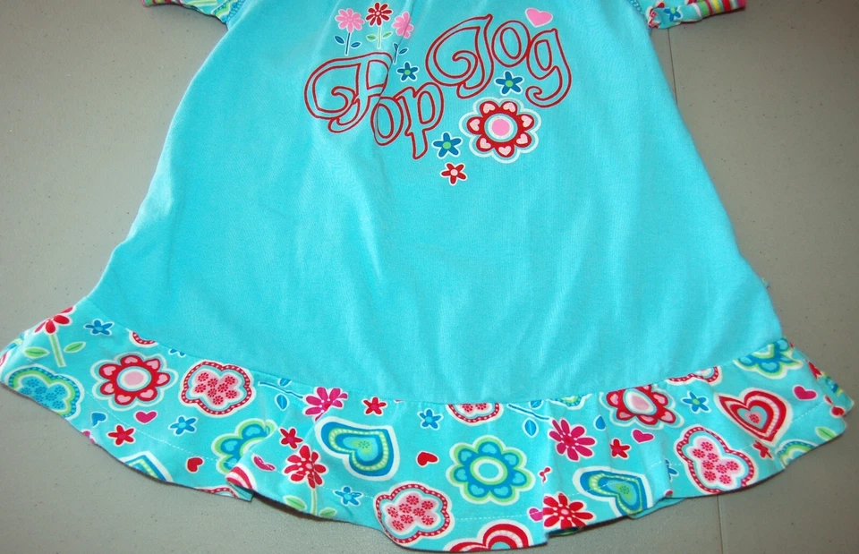 ME TOO 18-24M девочек платье синий короткие рукава w цветы и поп JOG логотип 100% хлопок - Изображение 4 из 4