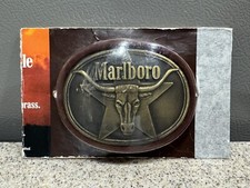 Vintage Unopened Marlboro Longhorn Buck Advertising Belt Buckle Solid Brass