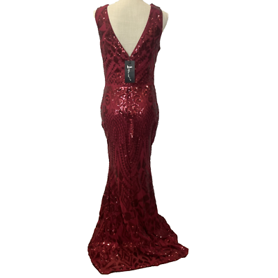 NWT Miss Ord Size Large Sequin Burgundy Dress Formal Prom Gala Sleeveless  V-Neck | eBay
