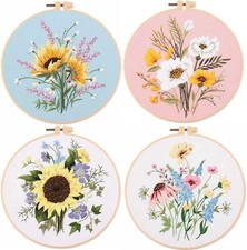 Embroidery Kit for BeginnerEmbroidery Kit for Adults All in one Wild Flower 4...