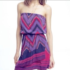 Express Pink Purple Chevron Faux Wrap Removable Straps Mini Dress Size XS