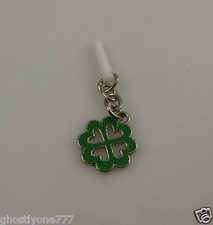 4 leaf lucky clover cell phone charm ear cap dust plug hearts shamrock