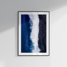 Navy Blue Beach Wall Art Prints Sunset Tropical Sea Ocean Posters Pictures Decor