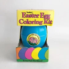Vintage 1984 Dudley’s Dip An Egg Easter Coloring Kit Spearhead Blue Plastic Egg