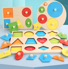 Wooden Montessori Geometric Puzzle Peg Board,Early Education Sensorial Toy