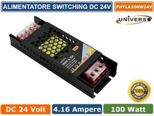 ALIMENTATORE SLIM METALLICO STABILIZZATO SWITCHING TRIMMER 220V-24V 4.16A - 100W