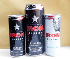 IRON Energy Empty Drink Cans 250 + 500ml Poland 2022 Bottom Open Set of 3