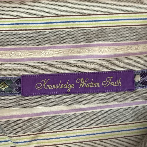 Robert Graham Shirt Mens XL Blue Stripe Paisley Cutaway Collar Flip Cuff - Picture 9 of 12