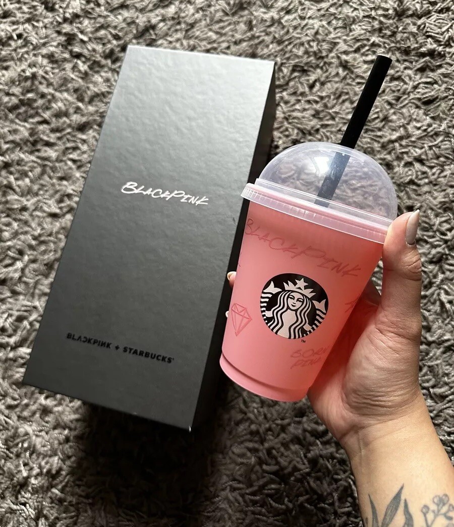 2023 Starbucks x Blackpink Rhinestone Bling Rose Gold Tumbler