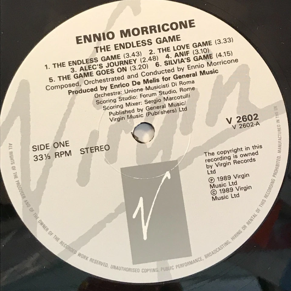 ENNIO MORRICONE The Endless Game 1989 UK Vinyl LP TV soundtrack Albert Finney - Image 4 of 4