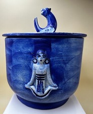 Grand pot couvert en céramique signé UR à identifier