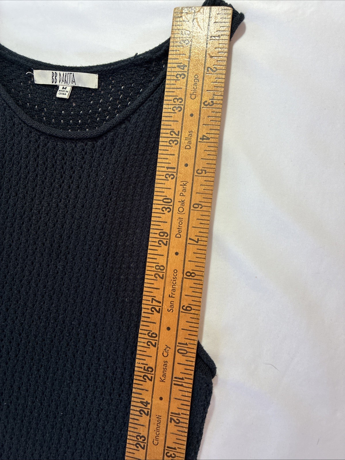 BB Dakota Crochet Knit Tank Cover Up Maxi Dress Medium Black Beach Goth Boho