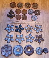 Metal Decor Flowers Iron Rosettes Steel Fleur De Lis Rustic Western - Lot Of 25