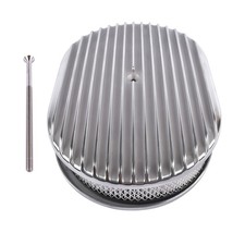 12 Oval Polished Aluminum Full Finned Air Cleaner Assembly For Sbc 5-18 Carbs 12 Oval Polished Aluminum Full Finned Air Cleaner Assembly For Sbc 5-18 Carbs