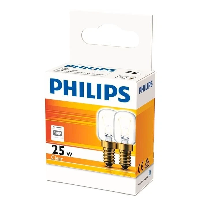 Philips T25 E14 172lm Clear 25W Oven Globe - 2 Pack