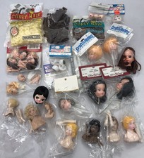 Vtg MCM Plastic Porcelain Doll Making Parts Heads Arms Eyes Craft Repair Lot