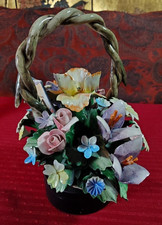 VTG Capodimonte Porcelain Flower Basket Italy Roses Centerpiece Gift Decor