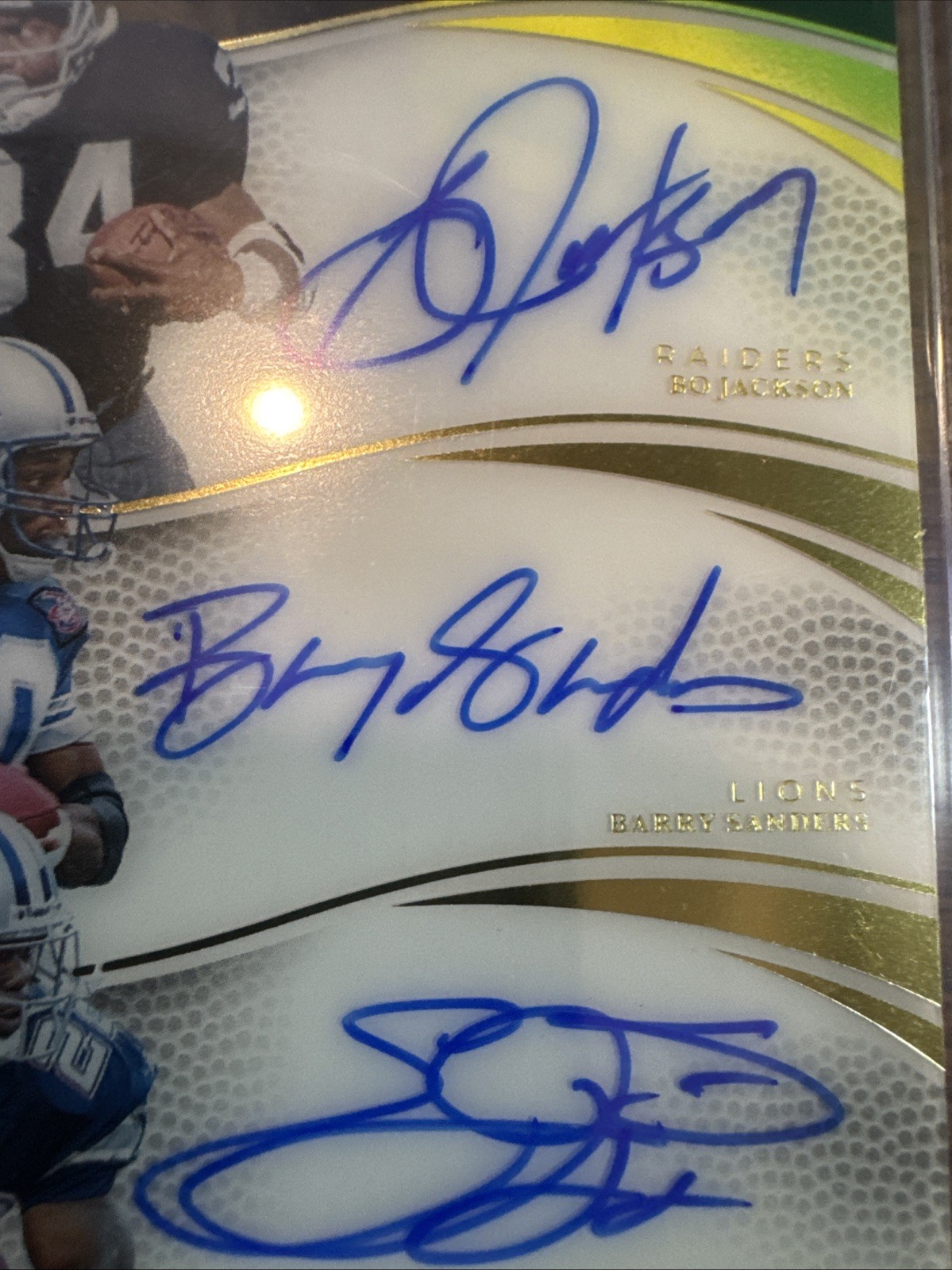 2025 Immaculate Bo Jackson, Barry Sanders And Emmitt Smith Triple Autos 10/10 view 5