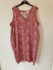 Next Red Morris Print Sleeveless Linen Mix Midi Dress, Size 20, BNWT
