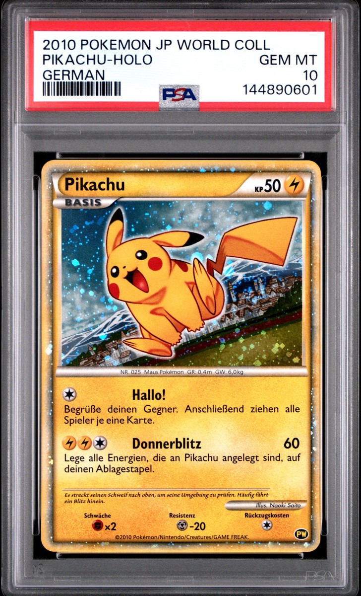 2010 POKEMON JAPANESE WORLD COLLECTION GERMAN PIKACHU-HOLO PSA 10