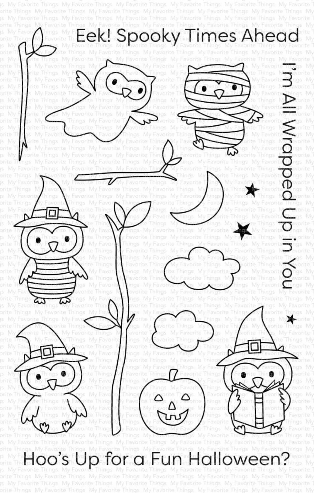 My Favorite Things 4"" x 6"" Clear Stamps Halloween Hoo CS-497