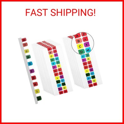 416 Pcs Colored Alphabetical Tab Indexes,（16 Sheets） A-Z Index Tabs, Self Adhesi