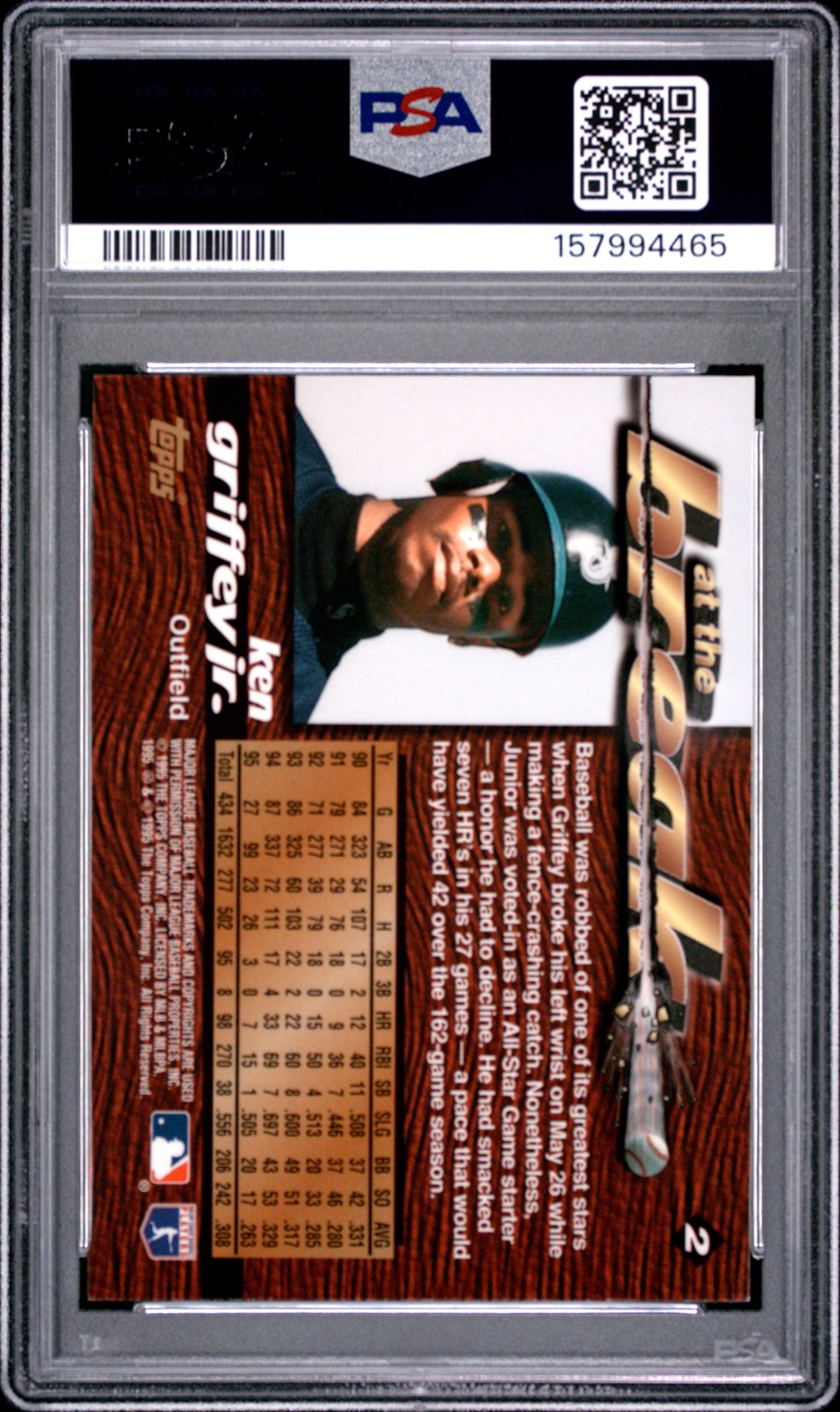 1995 TOPPS TRADED POWER BOOSTER #2 KEN GRIFFEY JR. PSA 9 view 2