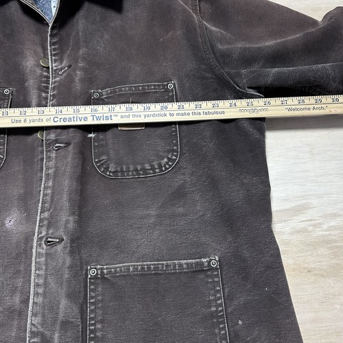 Abrigo marrón Carhartt C02 DKB Chore para hombre chaqueta grande forrada con manta envejecida - Imagen 11 de 12