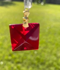 50-22mm Square Prism Red Glass Smooth 2 Hole Full Cut Italian Crystals Decor