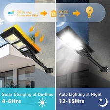 840 LED Solar Street Lights LED Outdoor Road Lamp Radar Sensor w/ Remote