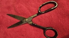 Old Stock Vintage 8 1/4" Metal Black Handle Scissors