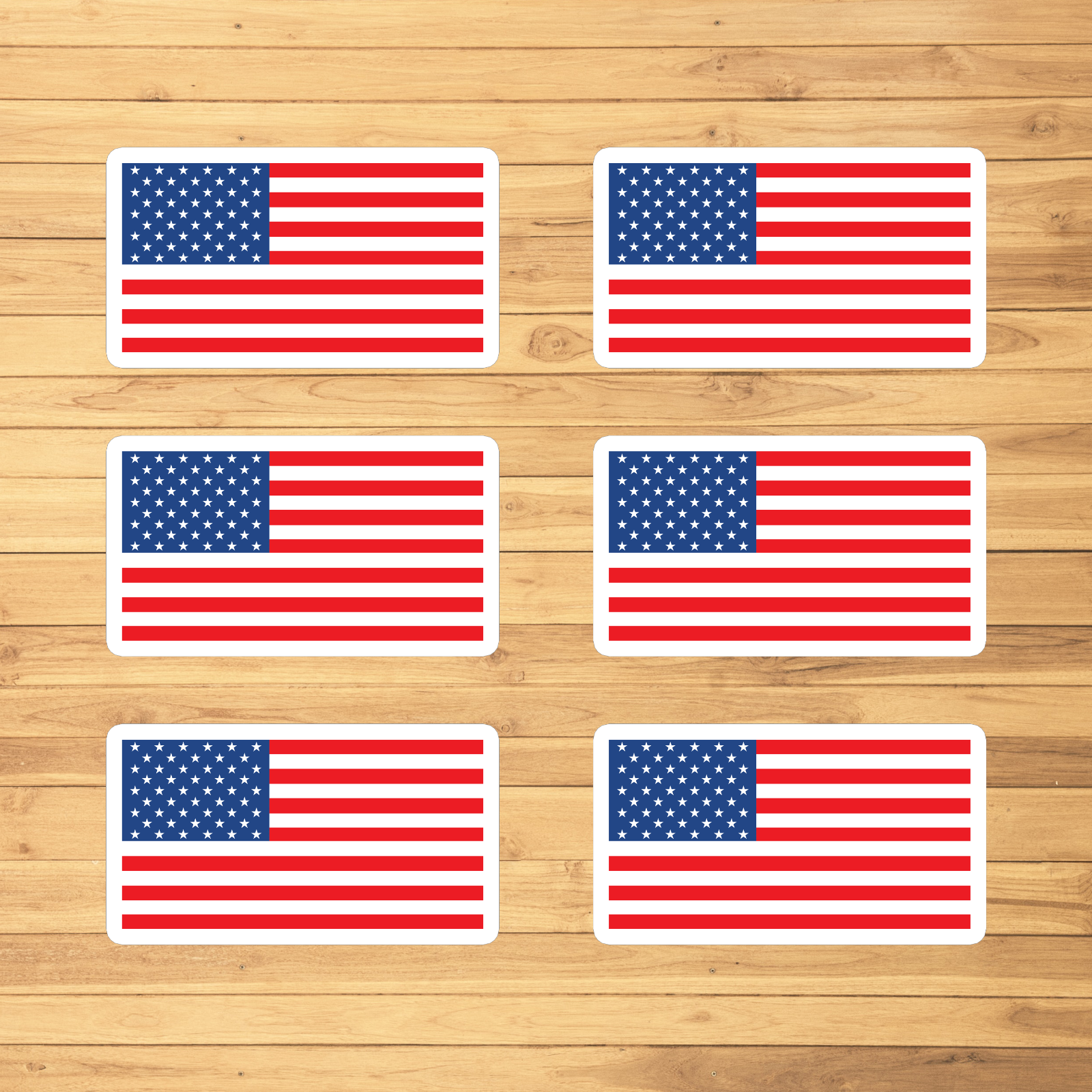 Set of 6 - USA Flag Decal Patriotic - American Flag Stickers - Indoor - Outdoor