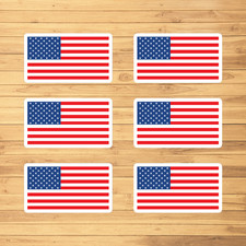 Set of 6 - USA Flag Decal Patriotic - American Flag Stickers - Indoor - Outdoor