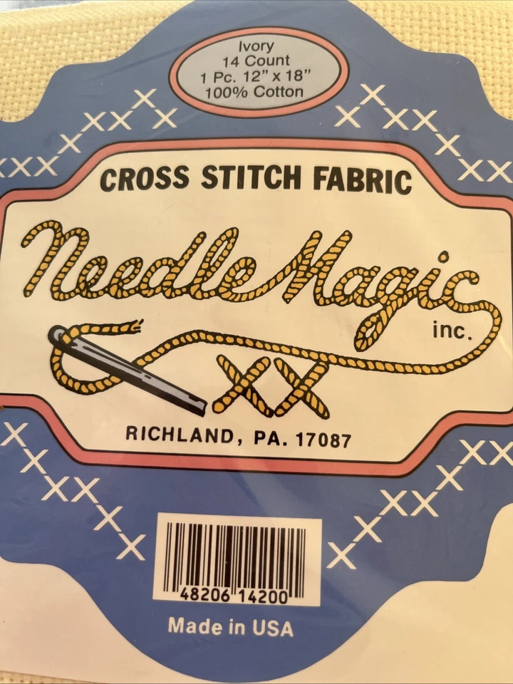Needle Magic 100% cotton Cross Stitch Fabric Ivory 14 Count 12"x18” - Image 2 of 3