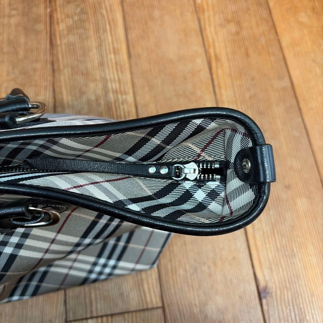 Burberry Blue Label Tote Bag Nova Check Beige Canvas Leather Handbag Bag New thumbnail 4