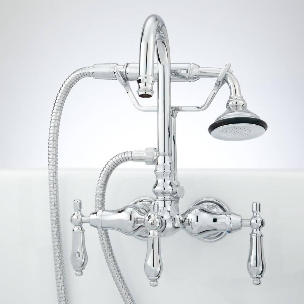 Signature Hardware RL-402-ML-C Gooseneck Tub Faucet with Hand Sprayer and Metal