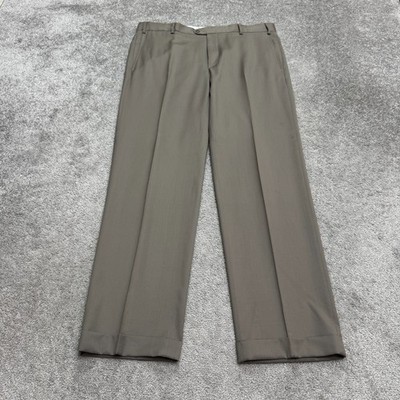 Zanella Todd Virgin Wool Dress Pants Mens 38x30 Taupe Brown Straight Leg Career