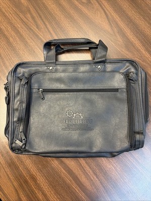 LEED's Black Multi-Pocket Briefcase&Messenger Bag  Facilitating Ministries  Logo