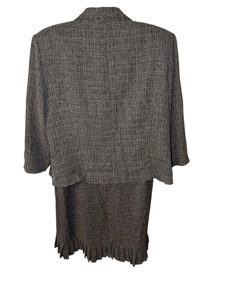 Danny & Nicole Mujer Negro Tostado Tweed 2 Piezas Vestido Chaqueta Traje Talla Grande 24W Foto 2 de 4