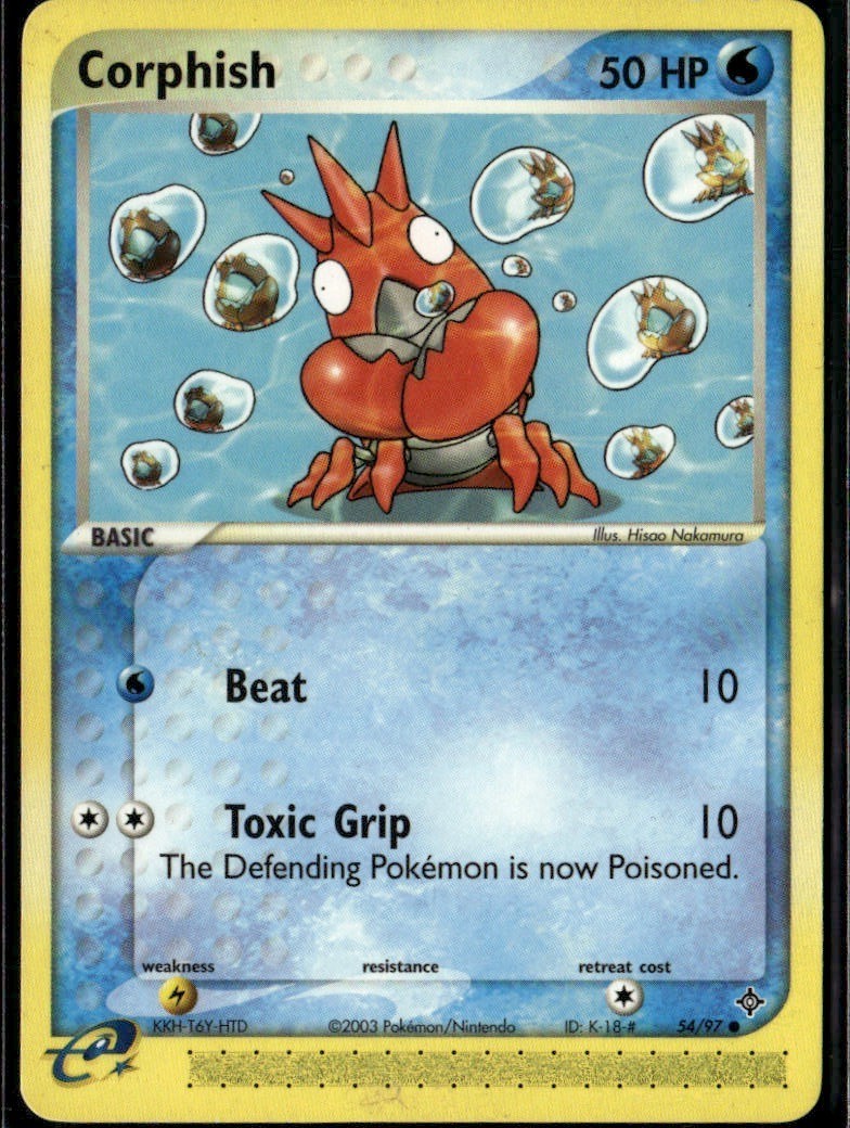 Corphish Common Dragon 54/97 Water Pokemon Card