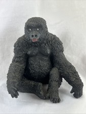 Sitting Black Gorilla Figurine 1990 Safari Ltd Plastic 4”