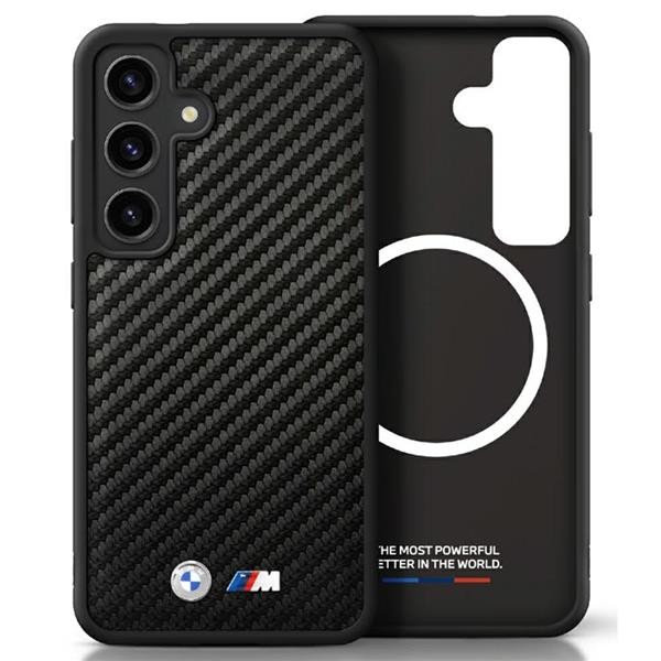Phone Case Galaxy S25 BMW Carbon Look Black MagSafe Logo Metal