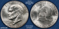 1976 S $1 DOLLAR - EISENHOWER, TYPE 4, SILVER, BICENTENNIAL PCGS MS68