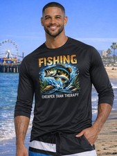 Men s UPF50 Sun Protection Shirt Fishing Graphic, Quick Dry Long Sleeve UV Rash
