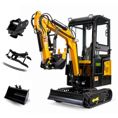 NEW 1.2Ton Mini Excavator Enclosed cab 13.5HP EPA Engine Excavator Attachment