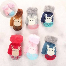 Kids Gloves Neck String Toddlers Boys Girls Mittens Warm Fake Fur Winter Gloves