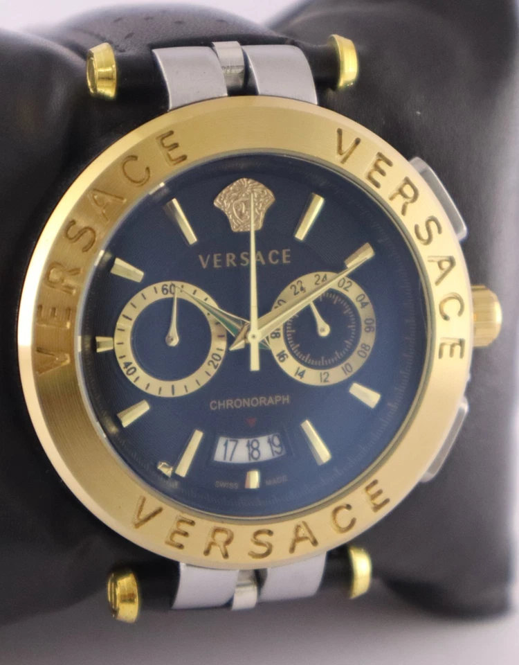 Reloj pulsera Versace de lujo para hombre cronógrafo de cuarzo esfera negra con "fecha" para hombre Foto 3 de 4