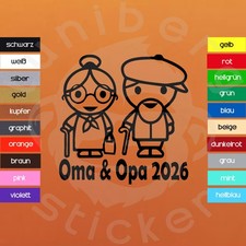 AUTO AUFKLEBER  Oma & Opa 2026  Sticker mit Jahreszahl Familie Versandkostenfrei