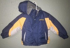 OshKosh B  gosh Boys Jacket Insulated Blue Yellow Winter Coat Sz 4 Vintage VTG